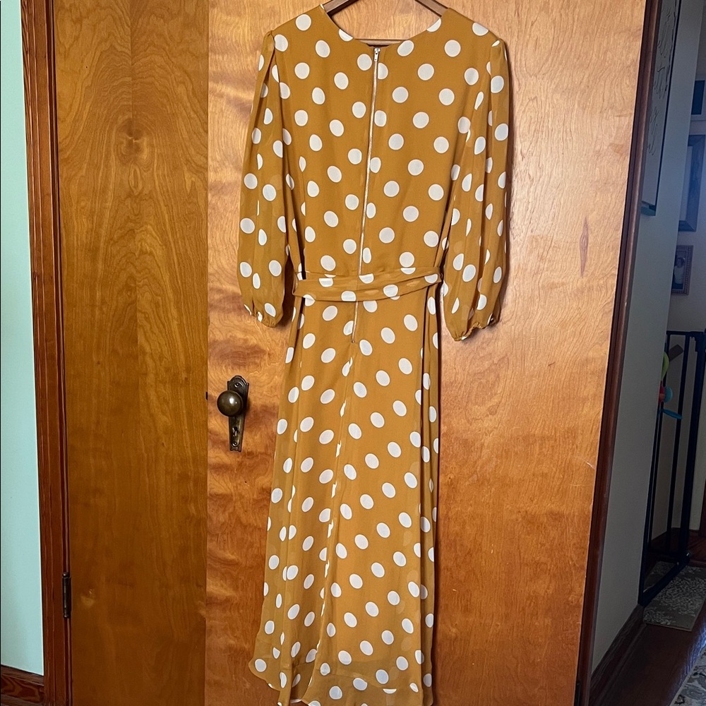 Danny & Nicole Mustard Polka Dot Midi Dress - Picture 4 of 5